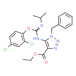 ChemSpider 2D Image | Ethyl 1-benzyl-5-{(E)-[(2,4-dichlorophenoxy)(isopropylamino)methylene]amino}-1H-1,2,3-triazole-4-carboxylate | C22H23Cl2N5O3