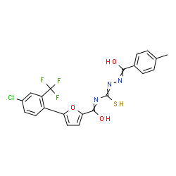 ChemSpider 2D Image | 5-[4-Chloro-2-(trifluoromethyl)phenyl]-N-{[2-(4-methylbenzoyl)hydrazino]carbonothioyl}-2-furamide | C21H15ClF3N3O3S