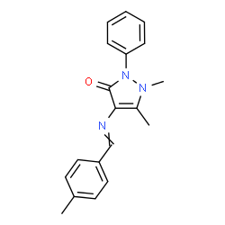 ChemSpider 2D Image | 1,5-Dimethyl-4-[(4-methylbenzylidene)amino]-2-phenyl-1,2-dihydro-3H-pyrazol-3-one | C19H19N3O