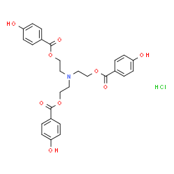 ChemSpider 2D Image | Nitrilotri-2,1-ethanediyl tris(4-hydroxybenzoate) hydrochloride (1:1) | C27H28ClNO9