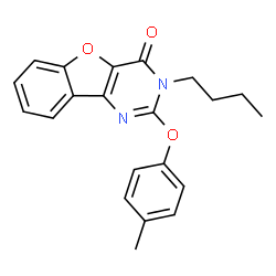 ChemSpider 2D Image | 3-Butyl-2-(4-methylphenoxy)[1]benzofuro[3,2-d]pyrimidin-4(3H)-one | C21H20N2O3