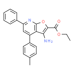 ChemSpider 2D Image | Ethyl 3-amino-4-(4-methylphenyl)-6-phenylfuro[2,3-b]pyridine-2-carboxylate | C23H20N2O3