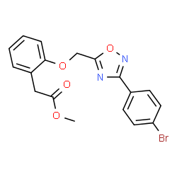 ChemSpider 2D Image | Methyl (2-{[3-(4-bromophenyl)-1,2,4-oxadiazol-5-yl]methoxy}phenyl)acetate | C18H15BrN2O4