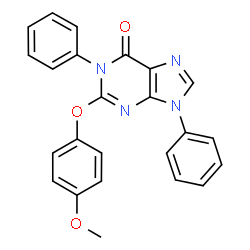 ChemSpider 2D Image | 2-(4-Methoxyphenoxy)-1,9-diphenyl-1,9-dihydro-6H-purin-6-one | C24H18N4O3