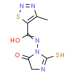 ChemSpider 2D Image | 4-Methyl-N-(5-oxo-2-thioxo-1-imidazolidinyl)-1,2,3-thiadiazole-5-carboxamide | C7H7N5O2S2