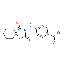 ChemSpider 2D Image | 4-[(1,3-Dioxo-2-azaspiro[4.5]dec-2-yl)amino]benzoic acid | C16H18N2O4