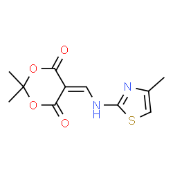 ChemSpider 2D Image | 2,2-Dimethyl-5-{[(4-methyl-1,3-thiazol-2-yl)amino]methylene}-1,3-dioxane-4,6-dione | C11H12N2O4S