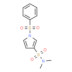 ChemSpider 2D Image | N,N-Dimethyl-1-(phenylsulfonyl)-1H-pyrrole-3-sulfonamide | C12H14N2O4S2