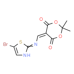 ChemSpider 2D Image | 5-{[(5-Bromo-1,3-thiazol-2-yl)amino]methylene}-2,2-dimethyl-1,3-dioxane-4,6-dione | C10H9BrN2O4S