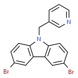 ChemSpider 2D Image | 3,6-Dibromo-9-(3-pyridinylmethyl)-9H-carbazole | C18H12Br2N2