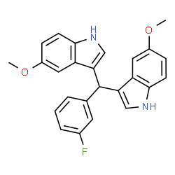 ChemSpider 2D Image | 3-[(3-fluorophenyl)-(5-methoxy-1H-indol-3-yl)methyl]-5-methoxy-1H-indole | C25H21FN2O2