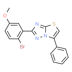 ChemSpider 2D Image | 2-(2-bromo-5-methoxy-phenyl)-6-phenyl-thiazolo[2,3-e][1,2,4]triazole | C17H12BrN3OS