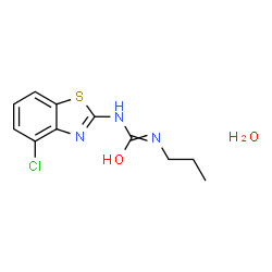 ChemSpider 2D Image | N-(4-chloro-1,3-benzothiazol-2-yl)-N'-propyl-carbamimidic acid hydrate | C11H14ClN3O2S