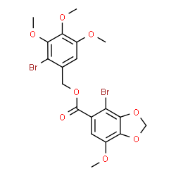 ChemSpider 2D Image | (2-bromo-3,4,5-trimethoxy-phenyl)methyl 4-bromo-7-methoxy-1,3-benzodioxole-5-carboxylate | C19H18Br2O8