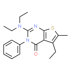 ChemSpider 2D Image | 2-diethylamino-5-ethyl-6-methyl-3-phenyl-thieno[3,2-e]pyrimidin-4-one | C19H23N3OS