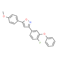 ChemSpider 2D Image | 3-(4-fluoro-3-phenoxy-phenyl)-5-(4-methoxyphenyl)isoxazole | C22H16FNO3