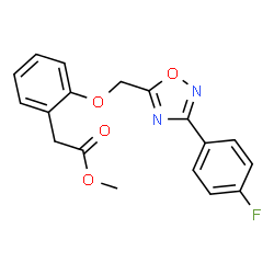 ChemSpider 2D Image | Methyl (2-{[3-(4-fluorophenyl)-1,2,4-oxadiazol-5-yl]methoxy}phenyl)acetate | C18H15FN2O4