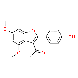 ChemSpider 2D Image | 1-[2-(4-Hydroxyphenyl)-4,6-dimethoxy-1-benzofuran-3-yl]ethanone | C18H16O5
