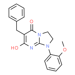 ChemSpider 2D Image | 6-Benzyl-7-hydroxy-1-(2-methoxyphenyl)-2,3-dihydroimidazo[1,2-a]pyrimidin-5(1H)-one | C20H19N3O3