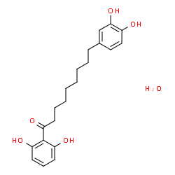 ChemSpider 2D Image | 1-(2,6-Dihydroxyphenyl)-9-(3,4-dihydroxyphenyl)-1-nonanone hydrate (1:1) | C21H28O6