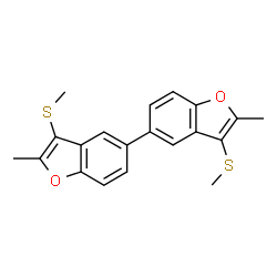 ChemSpider 2D Image | 2,2'-Dimethyl-3,3'-bis(methylsulfanyl)-5,5'-bi-1-benzofuran | C20H18O2S2