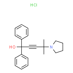 ChemSpider 2D Image | 4-Methyl-1,1-diphenyl-4-(1-pyrrolidinyl)-2-pentyn-1-ol hydrochloride (1:1) | C22H26ClNO