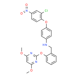 ChemSpider 2D Image | 4-(2-Chloro-4-nitrophenoxy)-N-{2-[(4,6-dimethoxy-2-pyrimidinyl)oxy]benzyl}aniline | C25H21ClN4O6