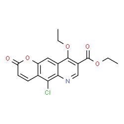 ChemSpider 2D Image | Ethyl 5-chloro-9-ethoxy-2-oxo-2H-pyrano[2,3-g]quinoline-8-carboxylate | C17H14ClNO5