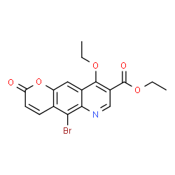 ChemSpider 2D Image | Ethyl 5-bromo-9-ethoxy-2-oxo-2H-pyrano[2,3-g]quinoline-8-carboxylate | C17H14BrNO5