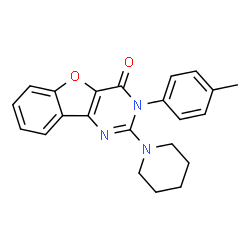 ChemSpider 2D Image | 3-(4-Methylphenyl)-2-(1-piperidinyl)[1]benzofuro[3,2-d]pyrimidin-4(3H)-one | C22H21N3O2