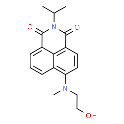 ChemSpider 2D Image | 6-[(2-Hydroxyethyl)(methyl)amino]-2-isopropyl-1H-benzo[de]isoquinoline-1,3(2H)-dione | C18H20N2O3