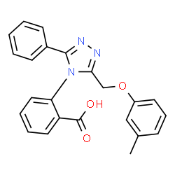 ChemSpider 2D Image | 2-{3-[(3-Methylphenoxy)methyl]-5-phenyl-4H-1,2,4-triazol-4-yl}benzoic acid | C23H19N3O3