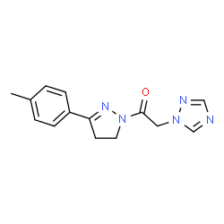 ChemSpider 2D Image | 1-[3-(4-Methylphenyl)-4,5-dihydro-1H-pyrazol-1-yl]-2-(1H-1,2,4-triazol-1-yl)ethanone | C14H15N5O