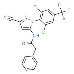 ChemSpider 2D Image | N-{3-Cyano-1-[2,6-dichloro-4-(trifluoromethyl)phenyl]-1H-pyrazol-5-yl}-2-phenylacetamide | C19H11Cl2F3N4O