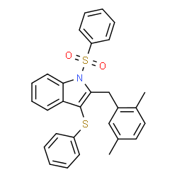 ChemSpider 2D Image | 1-(benzenesulfonyl)-2-[(2,5-dimethylphenyl)methyl]-3-phenylsulfanyl-indole | C29H25NO2S2