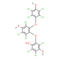 ChemSpider 2D Image | 2,3,5-Trichloro-4-methoxy-6-[2,3,5-trichloro-4-methoxy-6-(2,3,5,6-tetrachloro-4-methoxyphenoxy)phenoxy]phenol | C21H10Cl10O6
