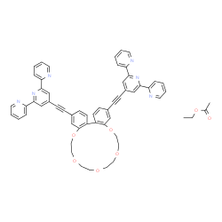 ChemSpider 2D Image | Ethyl acetate - 4',4''-(10,11,13,14,16,17,19,20-octahydrodibenzo[n,p][1,4,7,10,13]pentaoxacycloheptadecine-2,7-diyldi-2,1-ethynediyl)bis-2,2':6',2''-terpyridine (1:1) | C58H50N6O7