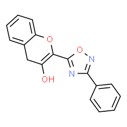 ChemSpider 2D Image | 2-(3-Phenyl-1,2,4-oxadiazol-5-yl)-4H-chromen-3-ol | C17H12N2O3