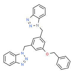 ChemSpider 2D Image | 1,1'-{[5-(Benzyloxy)-1,3-phenylene]bis(methylene)}bis(1H-benzotriazole) | C27H22N6O