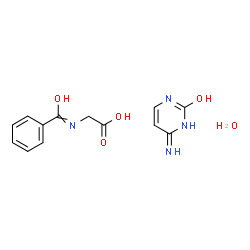 ChemSpider 2D Image | N-Benzoylglycine - 4-amino-2(1H)-pyrimidinone hydrate (1:1:1) | C13H16N4O5