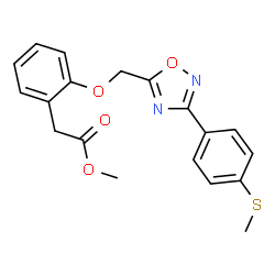 ChemSpider 2D Image | Methyl [2-({3-[4-(methylsulfanyl)phenyl]-1,2,4-oxadiazol-5-yl}methoxy)phenyl]acetate | C19H18N2O4S