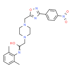 ChemSpider 2D Image | N-(2,6-Dimethylphenyl)-2-(4-{[3-(4-nitrophenyl)-1,2,4-oxadiazol-5-yl]methyl}-1-piperazinyl)acetamide | C23H26N6O4