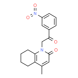 ChemSpider 2D Image | 4-Methyl-1-[2-(3-nitrophenyl)-2-oxoethyl]-5,6,7,8-tetrahydro-2(1H)-quinolinone | C18H18N2O4