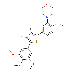 ChemSpider 2D Image | 4-{5-[3,4-Dimethyl-5-(3,4,5-trimethoxyphenyl)-2-thienyl]-2-methoxyphenyl}morpholine | C26H31NO5S