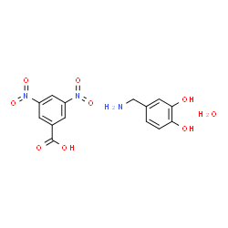ChemSpider 2D Image | 3,5-Dinitrobenzoic acid - 4-(aminomethyl)-1,2-benzenediol hydrate (1:1:1) | C14H15N3O9