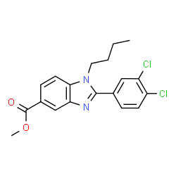 ChemSpider 2D Image | Methyl 1-butyl-2-(3,4-dichlorophenyl)-1H-benzimidazole-5-carboxylate | C19H18Cl2N2O2