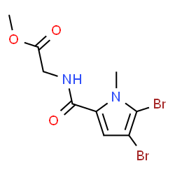ChemSpider 2D Image | Methyl N-[(4,5-dibromo-1-methyl-1H-pyrrol-2-yl)carbonyl]glycinate | C9H10Br2N2O3