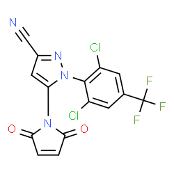 ChemSpider 2D Image | 1-[2,6-Dichloro-4-(trifluoromethyl)phenyl]-5-(2,5-dioxo-2,5-dihydro-1H-pyrrol-1-yl)-1H-pyrazole-3-carbonitrile | C15H5Cl2F3N4O2