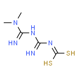 ChemSpider 2D Image | [N-(N,N-Dimethylcarbamimidoyl)carbamimidoyl]carbamodithioic acid | C5H11N5S2