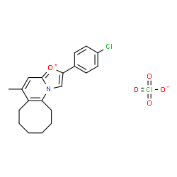 ChemSpider 2D Image | 2-(4-Chlorophenyl)-5-methyl-6,7,8,9,10,11-hexahydrocycloocta[e][1,3]oxazolo[3,2-a]pyridin-3-ium perchlorate | C20H21Cl2NO5